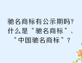 驰名商标有公示期吗？什么是“驰名商标”、“中国驰名商标”？