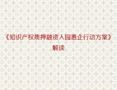 《知识产权质押融资入园惠企行动方案》解读