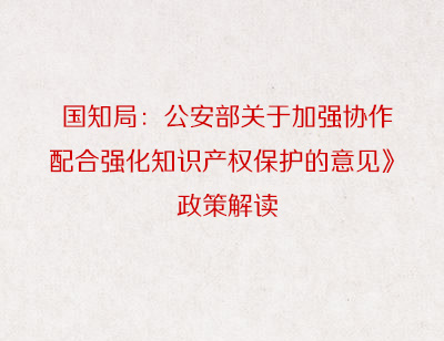 《国家知识产权局 公安部关于加强协作配合强化知识产权保护的意见》政策解读
