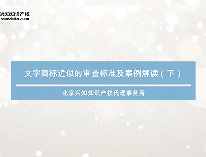 文字商标近似的审查标准及案例视频解读（下）