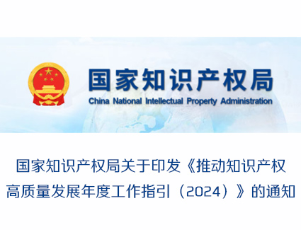 国家知识产权局关于印发《推动知识产权高质量发展年度工作指引（2024）》的通知